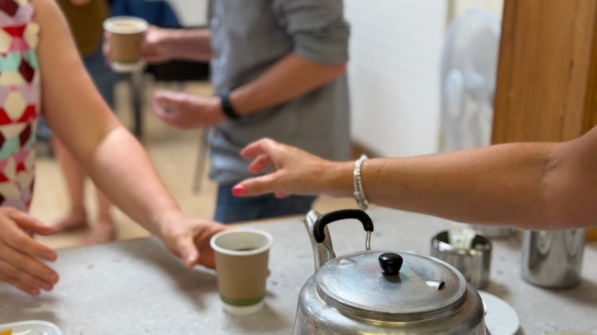 Tea and coffee being served at Millbrook Church.