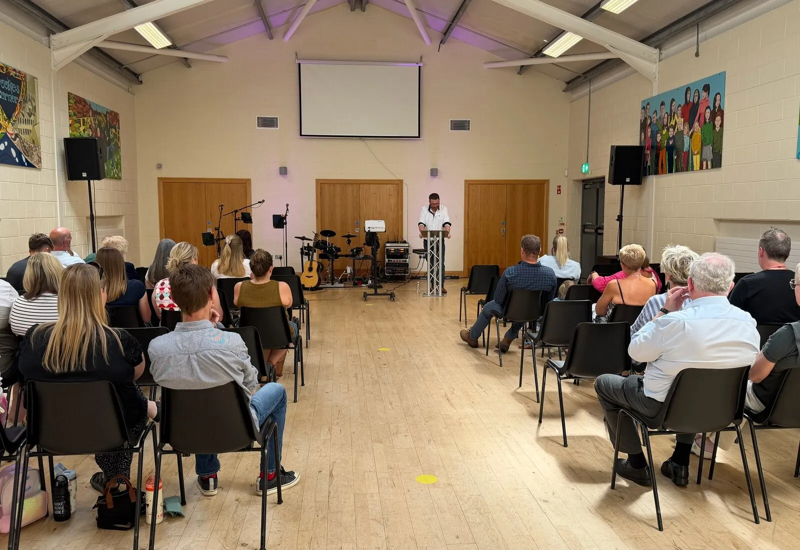 People gathered for Sunday worship at Millbrook Community Centre.